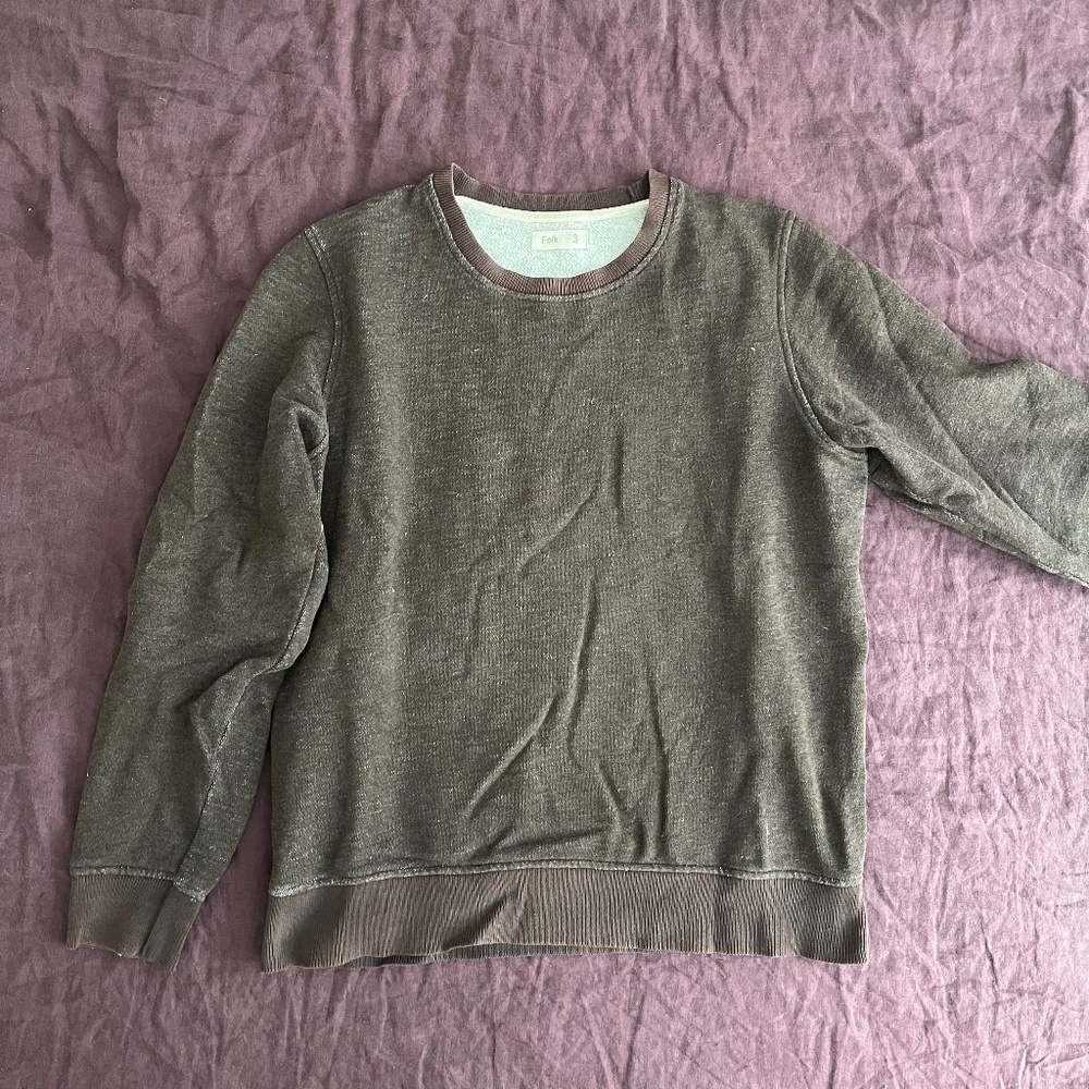 Folk brown cotton crewneck sweater